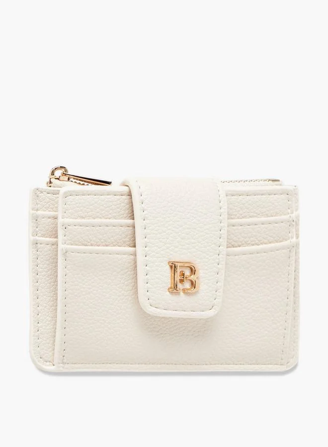 Flora Bella By Shoexpress CREAM Textured Card Holder With Snap Button Closure for Women | Best Price UAE